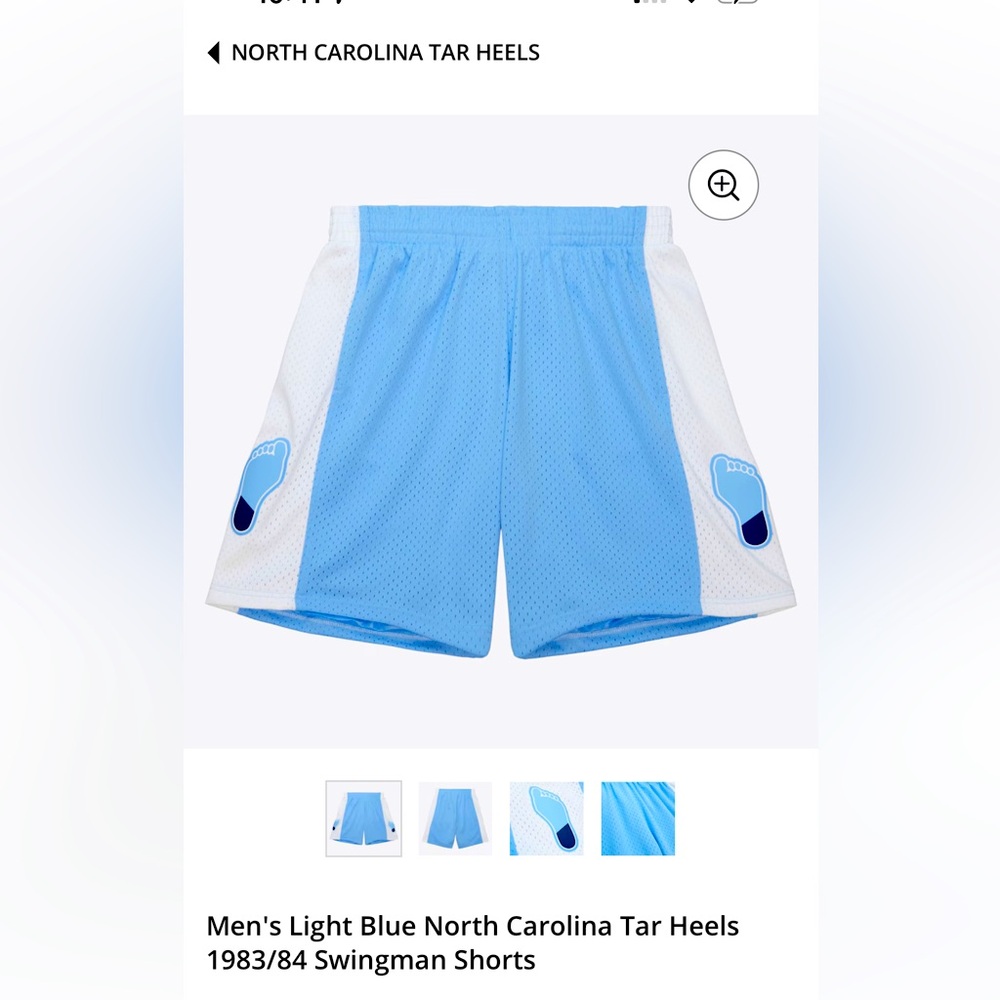 MITCHELL & NESS NCAA SHORTS NORTH CAROLINA TARHEELS 1983 BLUE